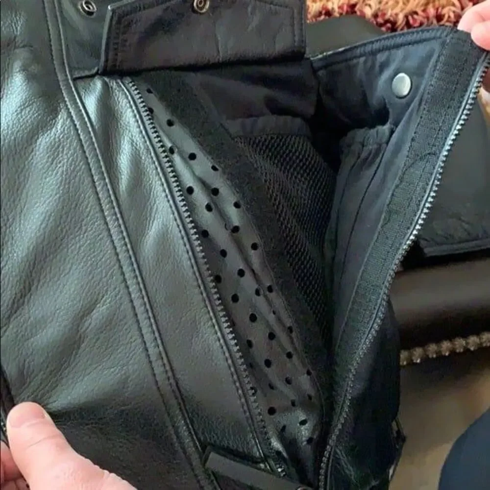 Harley-Davidson Men's Black Genuine Leather Biker Motorcycle Jacket Size Medium